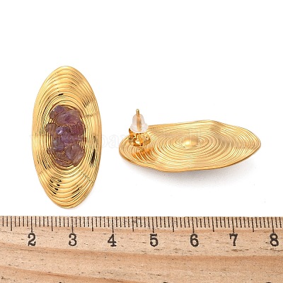 Овальные серьги-гвоздики из нержавеющей стали EJEW-D303-01G-03-1