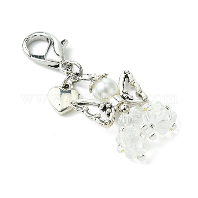 Подвесные украшения в виде крыльев ангела из стекла и сплава HJEW-MZ00134-1