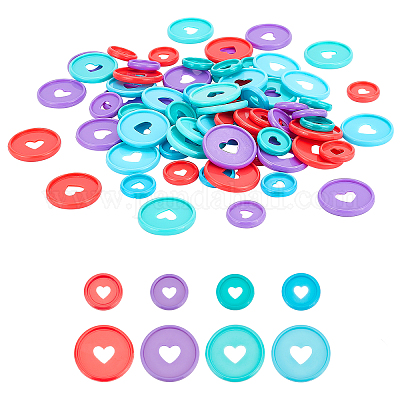 80 шт. 8 стиля сердце пластиковые свободные листы кольца круглые диски для папок DIY-PH0009-08-1