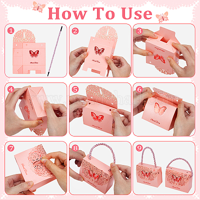 50 упаковка полых подарочных коробок для конфет с цветочным рисунком&nbsp;ABAG-TW0001-02-1