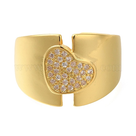 Открытые манжеты из латуни с микропаве и прозрачным цирконием для женщин RJEW-M021-05G-1