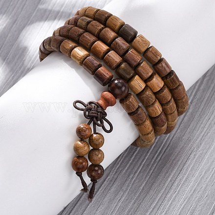 Деревянные круглые бусины браслеты обертывания BJEW-U041-02A-1