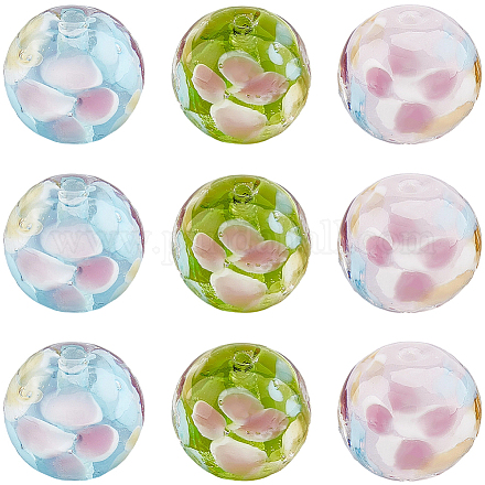 30 шт. 3-х цветные круглые бусины лэмпворк LAMP-LT0001-01-1