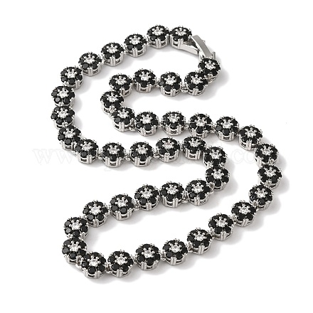 Ожерелья с цветочным звеном из латуни и циркония для женщин NJEW-B108-01P-04-1