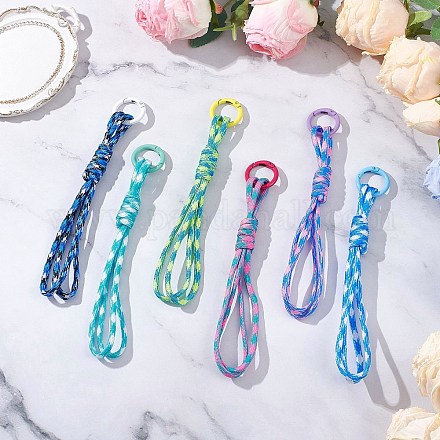 6 шт. 6-цветные веревки-шнуры из полиэстера и спандекса для подвесных украшений HJEW-JM04295-1