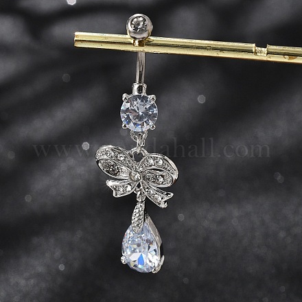 Сплав кристалл горный хрусталь подвеска изогнутая штанга живот кольца&nbsp;LS-AJEW-R007-04P-05-1