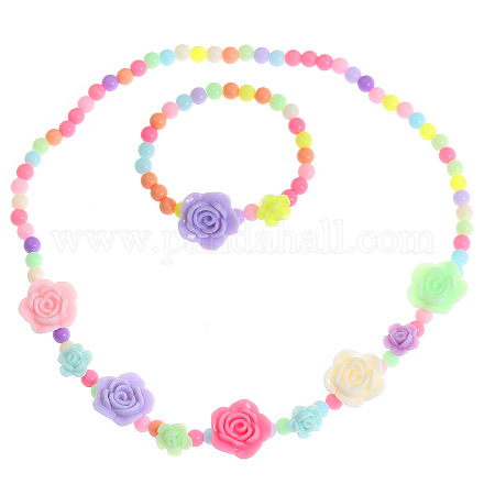 Комплекты браслетов и ожерелий из акриловых бусин для женщин&nbsp;WH-WGCF3E6-01-1