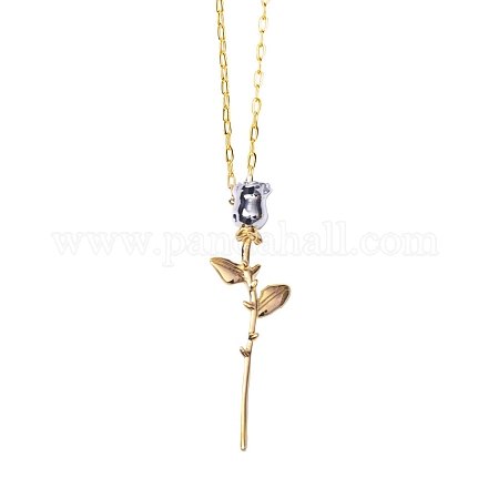 Ожерелья с подвесками в виде роз из нержавеющей стали PW-WGA520B-02-1