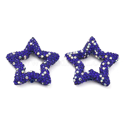 Звездообразные полимерные глиняные бусины со стразами CLAY-NH0001-06D-1