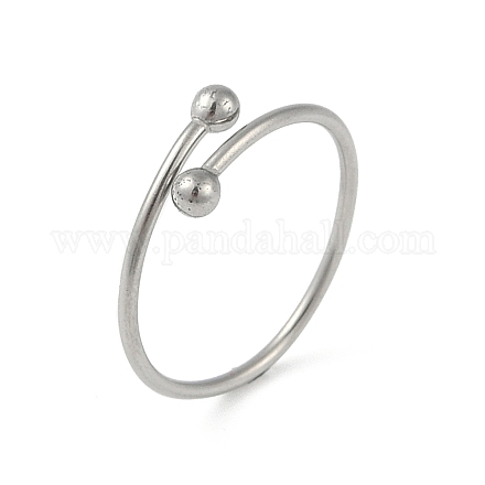 Не тускнеющие кольца-манжеты из нержавеющей стали 304 с круглым шариком для женщин RJEW-C105-01P-1
