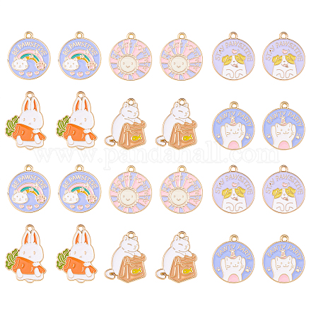 30шт 6 стиля подвески из сплава с эмалью ENAM-CJ0001-120-1