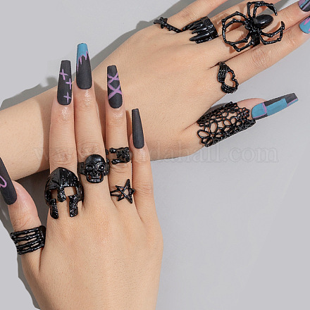 10 комплект из 7~38 регулируемого кольца-манжеты из сплава для Хэллоуина RJEW-L131-01EB-1