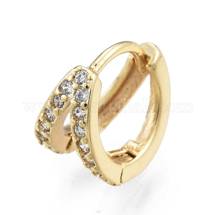 Двойные серьги-кольца из прозрачного кубического циркония EJEW-C048-04G-1