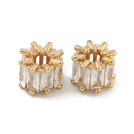 Покрытие стойки латунь микро паве розовый кубический цирконий европейские бусины KK-L215-327G-02-1