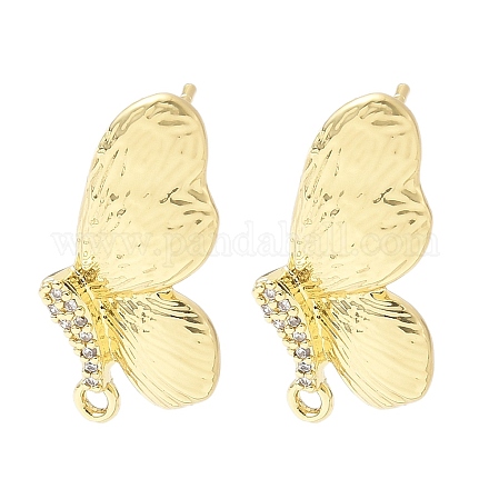 Латунные микро-паве прозрачные серьги-гвоздики из циркония KK-Z106-02G-07-1