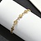 304 Stainless Steel Link Bracelets, Flower Charms, Ion Plating(IP), Golden, 6-7/8 inch(17.4cm)