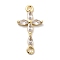 Brass Pave Clear Cubic Zirconia Connector Charms, Religion Cross Links, Long-Lasting Plated, Rack Plating, Lead Free & Cadmium Free, Real 18K Gold Plated, 19x10x3mm, Hole: 1.2mm