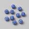 Handmade Polymer Clay Rhinestone Beads, Pave Disco Ball Beads, Round, Royal Blue, 9~10mm, Hole: 1.6mm
