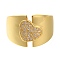 Brass Micro Pave Clear Cubic Zirconia Open Cuff Rings for Women, Cadmium Free & Lead Free, Heart, Real 16K Gold Plated, 14mm, Inner Diameter: Adjustable