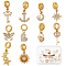10Pcs 10 Style Brass Micro Pave Clear Cubic Zirconia European Dangle Charms, Largr Hole Pendants, Long-Lasting Plated, Mixed Shapes, Real 18K Gold Plated, 20~27mm, Hole: 5mm, 1pc/style