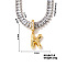 Golden Tone Brass Pave Clear Cubic Zirconia Letter Pendant Necklaces for Women, 15.75 inch(400mm)