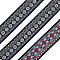 10 Yards Ethnic Style Embroidery Polyester Ribbons, Jacquard Ribbon, with Flower Pattern, Garment Accessories, Colorful, 1-3/4 inch(46mm)
