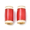 Alloy Enamel Beads, Column, Golden, Red, 14.5x7.5mm, Hole: 2.5mm