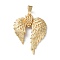Alloy Penadants, Wings, Long-Lasting Plated, Lead Free & Nickel Free & Cadmium Free, Matte Gold Color, 70x52x8.5mm, Hole: 11.5x5mm