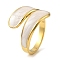 Ion Plating(IP) 304 Stainless Steel Open Cuff Ring for Women, with Enamel, Real 18K Gold Plated, Inner Diameter: 17.5mm