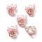 Alloy Enamel Pendants, with Rhinestone, Cube & Bowknot, Pink, 14x12.5x9mm, Hole: 2mm