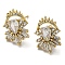 Rack Plating Brass Teardrop Stud Earrings with Cubic Zirconia, Lead Free & Cadmium Free, Real 18K Gold Plated, 15x11mm