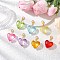 Transparent Acrylic Heart Pendant Decorations, with Alloy Lobster Claw Clasps, Mixed Color, 49mm