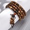 Wood Round Beads Wrap Bracelets, Stretch Bracelets for Men Women, Column, Camel, 26-3/8 inch(67cm)