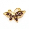 Alloy Rhinestone Cabochons, Butterfly, Golden, Rose, 8.5x12.5x2.5mm