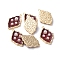 Enamel Pendants, with Brass Findings and Acrylic Pearl, Real 18K Gold Plated, Rhombus, Red, 19.5x12.3x4mm, Hole: 1mm