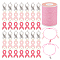 60Pcs 3 Style Alloy Enamel Pendants, October Breast Cancer Pink Awareness Ribbon Shape, with 11M Waxed Polyester Cord, Cancer Awareness Theme, Mixed Color, 20x10x2mm, 17x8x3mm, Hole: 2mm, 20Pcs/style