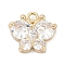 Brass Micro Pave Cubic Zirconia Pendants, Cadmium Free & Nickel Free & Lead Free, Long-Lasting Plated, Butterfly, Real 14K Gold Plated, 10.5x12.5x4.5mm, Hole: 1.5mm