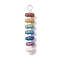 Chakra Natural Lava Rock Dyed Beaded Pendants, with White Glass Seed Beads, Disc Charms, Platinum, 43x8mm, Hole: 2.5mm