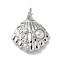 Brass Micro Pave Clear Cubic Zirconia Pendants, with Plastic and Jump Ring, Shell Shape Charms, Platinum, 19x17.5x6.5mm, Hole: 3mm