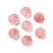 Spray Painted Transparent Glass Beads, Flower Charm, Salmon, 15x15x6mm, Hole: 1.2mm