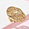 Adjustable 304 Stainless Steel Cuff Rings, Flower, Ion Plating(IP), Golden, 36.5x37mm, Inner Diameter: 17mm