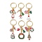 Christmas Alloy Enamel Keychain, with Iron Split Key Rings, Mixed Color, 6.9~8cm, 6pcs/set