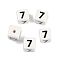 Handmade Porcelain Beads, Square with Number, Number, 9x9x9mm, Hole: 1.8mm