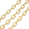 Brass Textured Oval Link Chains, Rack Plating, Cadmium Free & Lead Free, Long-Lasting Plated, Soldered, with Spool, Real 18K Gold Plated, 8.5x5.5x1.1mm
