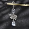 Alloy Crystal Rhinestone Dangle Curved Barbell Belly Rings, with 304 Stainless Steel Pins, Platinum & Stainless Steel Color, Bowknot, 54.5mm, Pin: 1.6mm
