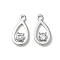 Brass Micro Pave Cubic Zirconia Teardrop Charms, Nickel Free, Real Platinum Plated, 12x6x2.5mm, Hole: 1.2mm