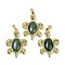 Natural Green Aventurine & Brass Pendants, Rack Plating, Cadmium Free & Lead Free, Sea Turtle Shaped, 38x27.5x7mm, Hole: 8x5mm