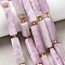 Natural Kunzite Beads Strands, Column, with Seed Beads, 14~30x6.5~7.5x6.5~7.5mm, Hole: 1mm, about 13~15pcs/strand, 15.87''(40.3cm)~16.06''(40.8cm)