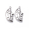 Brass Micro Pave Clear Cubic Zirconia Pendants, Nickel Free, Moon, Platinum, 21x11x2.5mm, Hole: 1.2mm