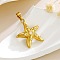 Brass Micro Pave Cubic Zirconia Pendants, Starfish Charms, Golden, 23.9x18x3.4mm